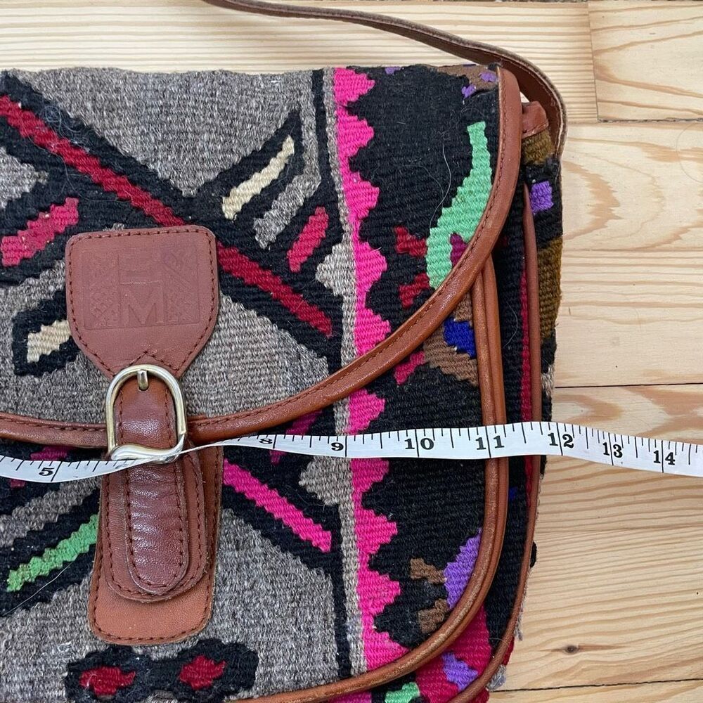 EM MAY Turkish Kilim Wool Handbag Crossbody Messenger Bag Purse Unique Suede - Picture 4 of 10
